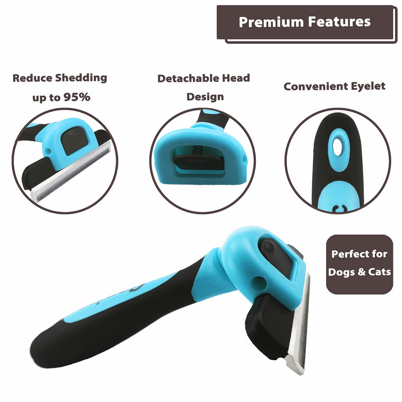 Gonicc PDT- 1001 Professional Pet De Shedding comb Tool Blue - PawsPlanet Australia
