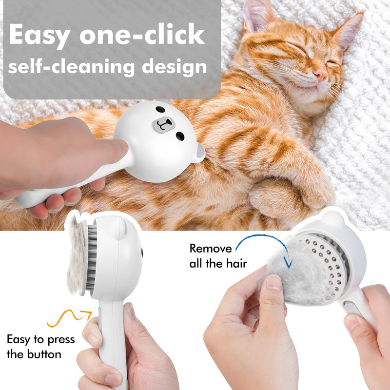4 in 1 Pet Steam Brush for Cat & Dog, Cat Steam Brush for indoor Cats, Self Cleaning Shedding & Grooming Tool with Waterless Shampoo, Pet Spray Hair Removal Comb with Release Button & Water Tank - PawsPlanet Australia