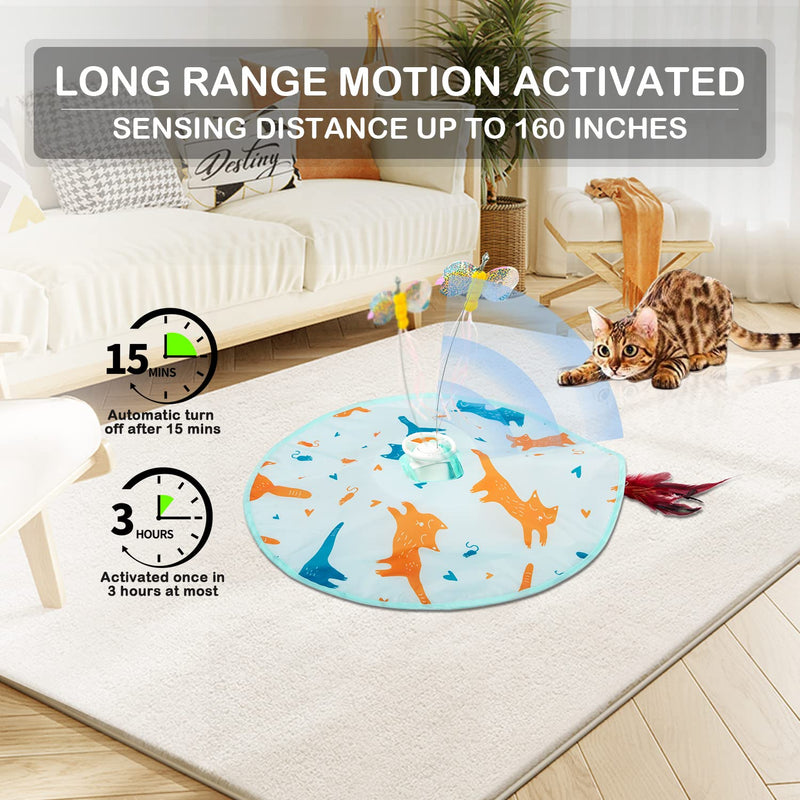 2-in-1 Rechargeable Motion Activated Interactive Cat Toys for Indoor Cats, Long Lifetime Motor Cat Chasing Toy for Exercise/Moving Butterfly/Feather Wand Kitten Toys 2-IN-1 Cat Butterfly/Feather Toy - PawsPlanet Australia