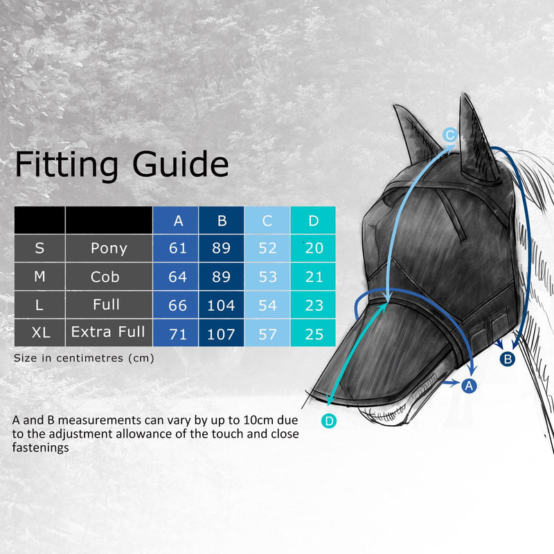 Harrison Howard CareMaster Pro Luminous Horse Fly Mask Large Eye Space Long Nose with Ears UV Protection for Horse Navy Full Size Full (Large) - PawsPlanet Australia