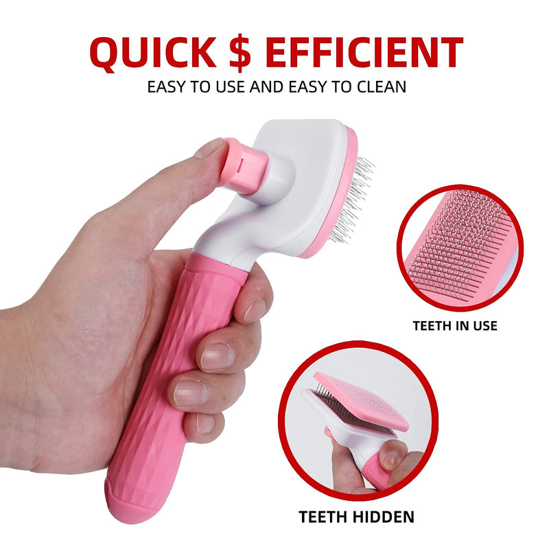 555 Dog grooming products: automatic cleaning pet brushes, smooth brushes used for falling off cat which can quickly remove floating hair on dogs and do not damage the skin of Pink - PawsPlanet Australia