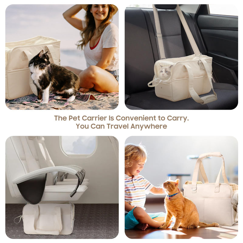 Dog Carriers for Small Dogs, Soft Sided Folding Dog Purse for Dogs Medium Cats Puppies up to 13 Lbs, Washable Breathable Puppy Carrier for Outdoor Travel (Small Beige) 15"L x 7"W x 10"H - PawsPlanet Australia
