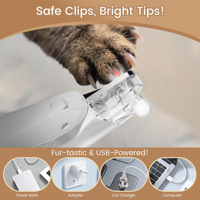 2 in 1 Dog Nail Trimmers & Clippers with LED Lights, Splash Guard - Pet Hair Trimmer for Around Paws, Ear, Eye,Face, Rump Rechargeable & IPX7 Waterproof Grooming Supplies for Cats, Dogs - PawsPlanet Australia