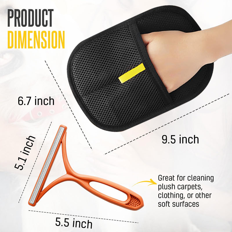 Reusable Electrostatic Pet Hair Remover Glove, Black Mesh Grooming Mitt, Magic Brush Glove Pet Hair Tool for Dogs and Cats. - PawsPlanet Australia
