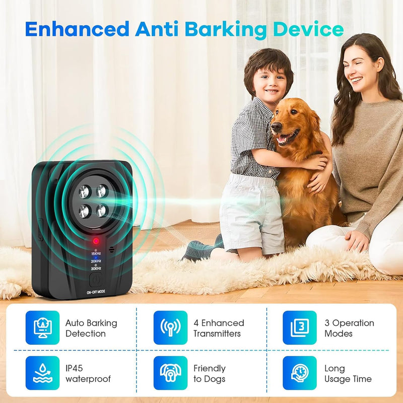 Dog Bark Deterrent Device, Auto Anti Barking Devices for Dogs 33FT, Ultrasonic Dog Barking Device with 3 Modes, Rechargeable Dog Bark Stopper for Dog, Stop Dog Barking Device Safe for Puppy Large Dogs - PawsPlanet Australia