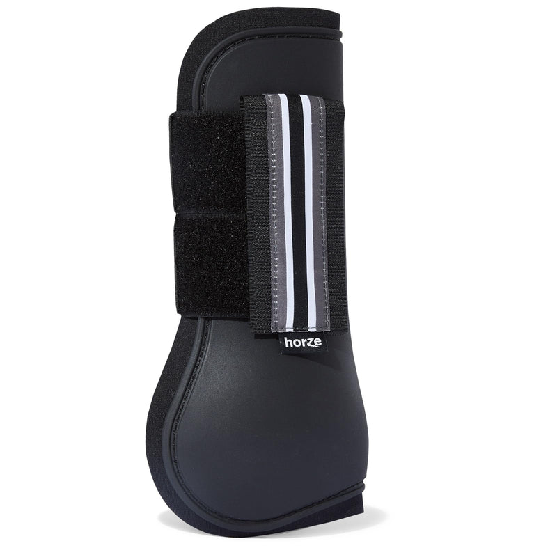 HORZE Adepto Open Front Tendon Boots | Durable Shell with Neoprene Lining - Black - Horse