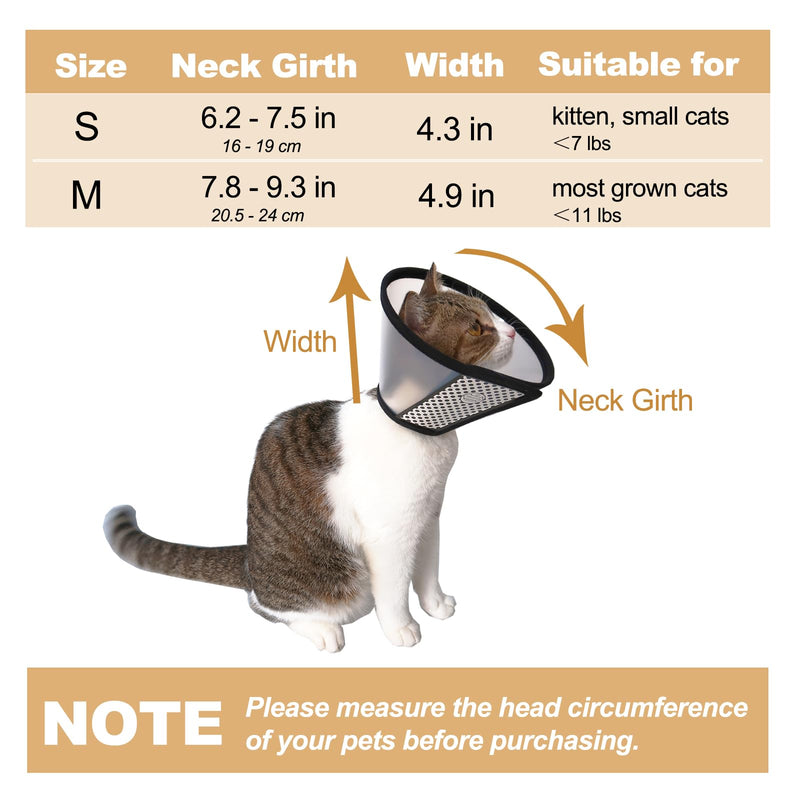 Cat Cone, 6.5 inches Adjustable Cat Cones to Stop Licking for Cats After Surgery, Lightweight Cat Neck Recovery Cone, Plastic Elizabethan Collar for Small Cats, Kitten and Rabbits S (Neck: 6.2 - 7.5 in)