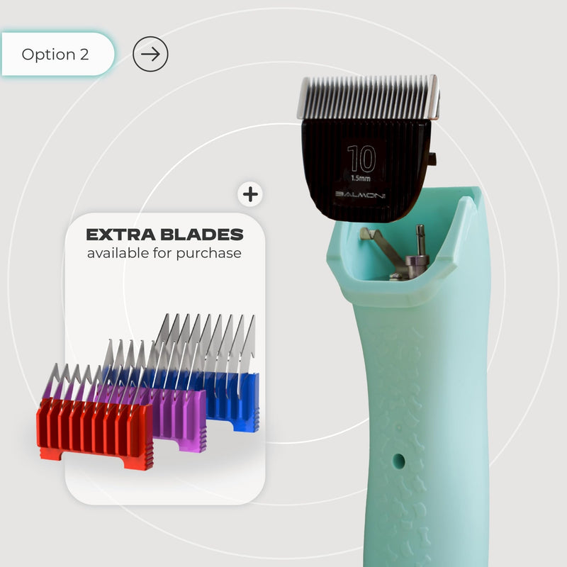 Cordless Pet Trimmer for Dogs & Cats – Rechargeable Grooming Clipper with Detachable Metal Blade, Low-Noise Motor, Supports Optional Blade Lengths (Parent) (Green, Combs Bundle) Green
