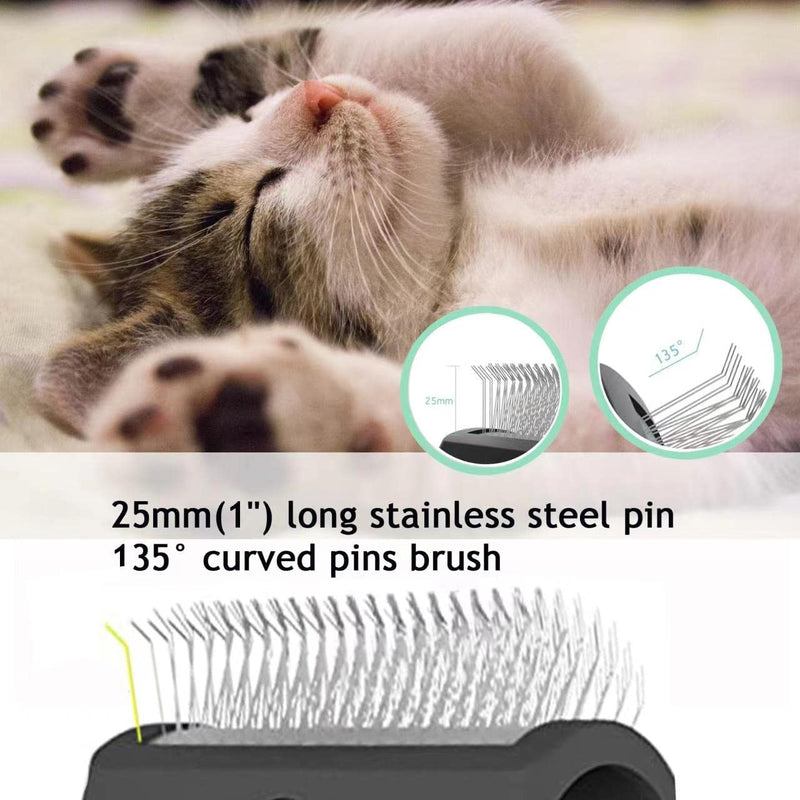 Large Slicker Brush for Dogs,Cats,Extra Long Pin Shedding Brush for Long Haired Dog,Cat, Pet Grooming Wire Brush for Thick Undercoat Curly Hair,25mm(1"),Black Black