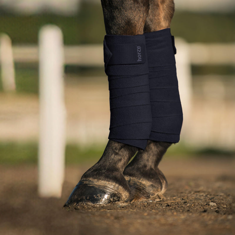 HORZE Embrace Fleece Polo Wraps | Horse, Sheep, Goat Leg Bandages (Set of 4) - Dark Dark Blue - 10 ft 6 in