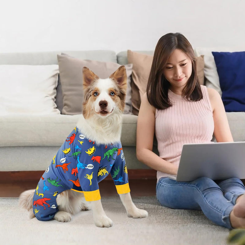 Recovery Suit for Dogs After Surgery - Large Medium Dog Pajamas Bodysuit, Full Body Onesie, Cone Alternative, Prevent Licking, Male Female 6XL NavyBlue