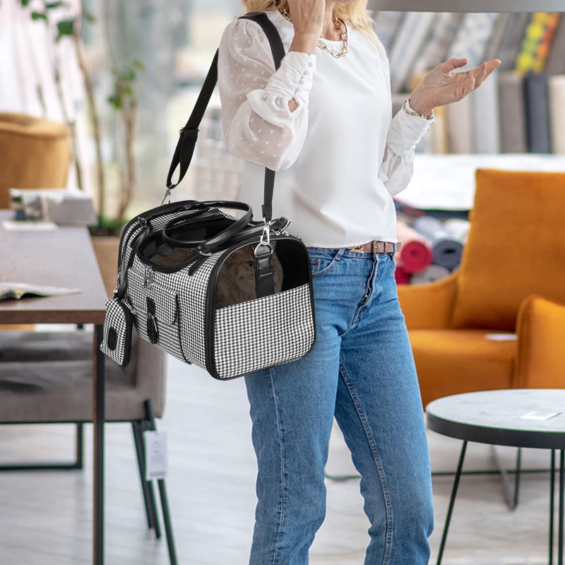 Fashion Pet Carrier, Small Dog Carrier Purse, Cat Carrier, Quality High-Grade Woven Cloth Dog Purse, Collapsible Portable Pet Carrying Handbag with Shoulder Strap for Travel Walking Hiking Pet Carrier - Gray - PawsPlanet Australia