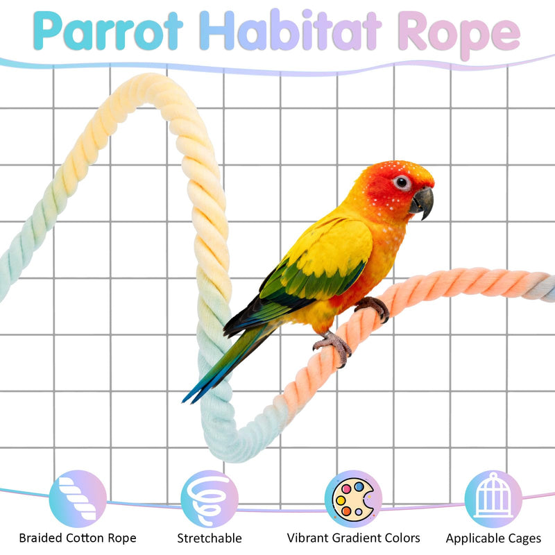 Bird Perch Rope, 4 Pcs 31.1” & 16.54” Bendable Cotton Rope Perches for Bird Cages, Interactive Birds Cage Accessories for Parrots, Parakeets, Cockatiels, Lovebirds, Budgies (2 Long + 2 Short)