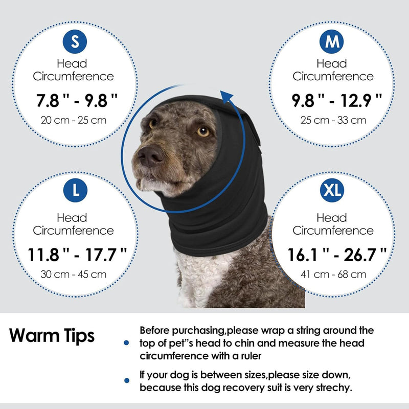 AOFITEE Dog Calming Hoodie, Soft Dog Ear Muffs Noise Protection for Anxiety Relief, Adjustable No Shake Ear Wraps for Dogs Noise Protection Head Wrap for Firework, Grooming, Thunderstorms, Grey S Small