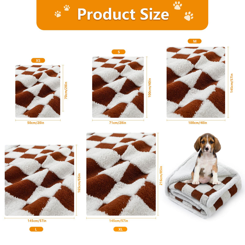 Waterproof Pet Blanket,Checked Jacquard Pets Throw Dog Blankets Dog Bed Covers Couch Sofa Stylish for Puppy Cats Washable Reversible Furniture Protection Covers (Coffee Check,S) Coffee Check S-71*100cm(28*40in) - PawsPlanet Australia