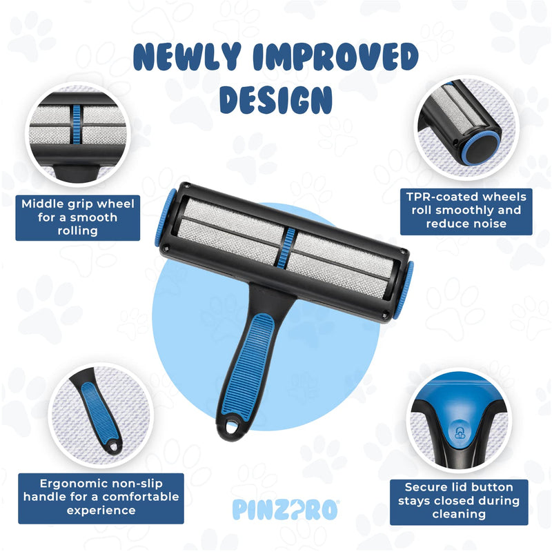 Pet Hair Remover + Bonus Mini Pet Detailing Brush - Reusable Lint Roller - Cat Hair Remover Roller - PinzPro Dog Hair Remover Set for Carpet, Couch, Bed, Car Seat. - PawsPlanet Australia
