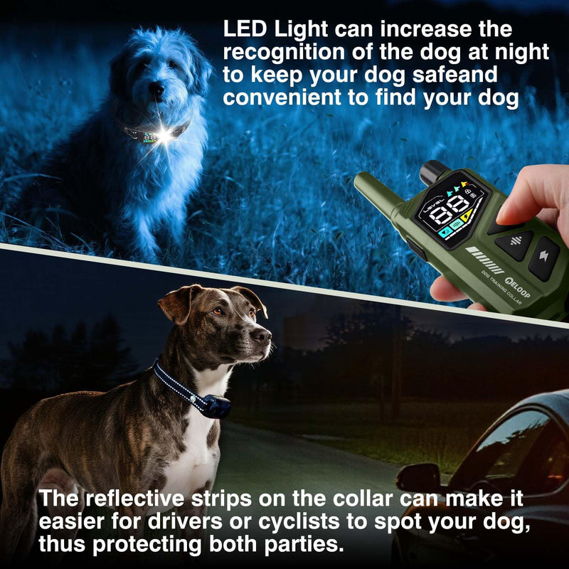 Smart Dog Training Collar for 2 Dogs, 2-in-1 Remote Control Shock Collar with AI Anti-Barking Device for Small/Medium,/Large Dogs, IPX7 Waterproof For 2 dogs(Green) - PawsPlanet Australia