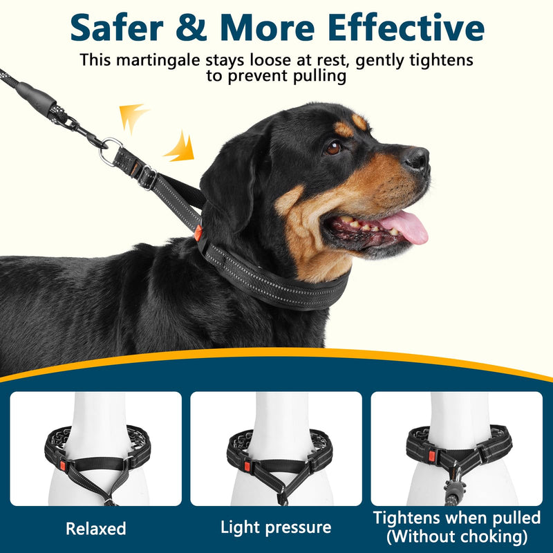 Crazy Felix No Pull Martingale Collar for Large Medium Small Dog Pitbull German Shepherd Doberman, Dog Collar Anti Pull with Buckle for Training Walking (Black, XXL-Neck 22-24.75", 1.5" Wide) Black - PawsPlanet Australia