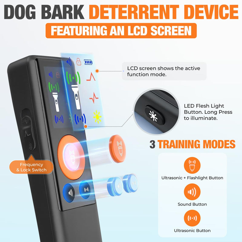 Ahbrother's Dog Bark Deterrent Device,2X Sonic Emitters 4 Modes Anti Barking Device for Own Or Neighbor's Dog, Safe & Effective Portable Ultrasonic Dog Bark Control Rechargeable Dog Barking Silencer - PawsPlanet Australia