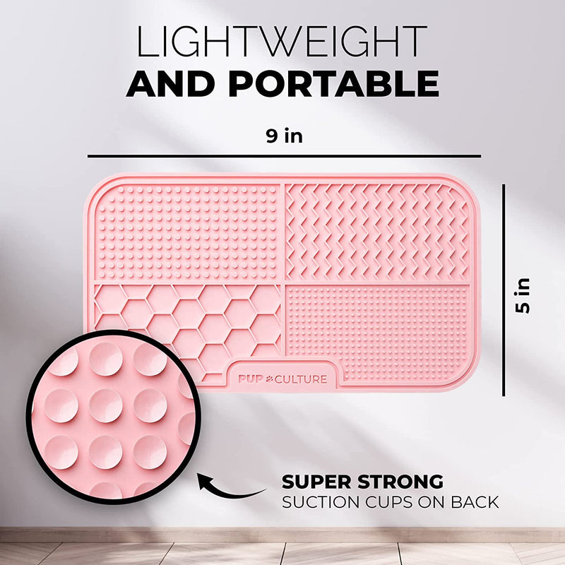 Pup Culture Dog Lick Mat for Dogs (2 Pack), Feeding Pad for Anxious Pets Plus 4 Different Puzzles for Mental Stimulation for Dogs - Supports Mental, Dental, and Digestive Health - Heavy Duty 2 Pack Pink - PawsPlanet Australia