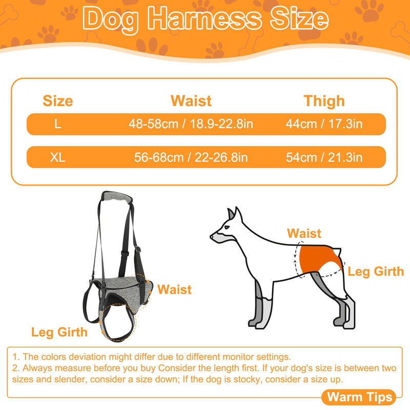 Dog Lifting Harness, Dog Support Harness for Back Legs, Adjustable Dog Leg Support with Lift Handle, Portable Dog Slings for Medium Dogs, Elderly Disabled Joint Injuries Canine(L) L