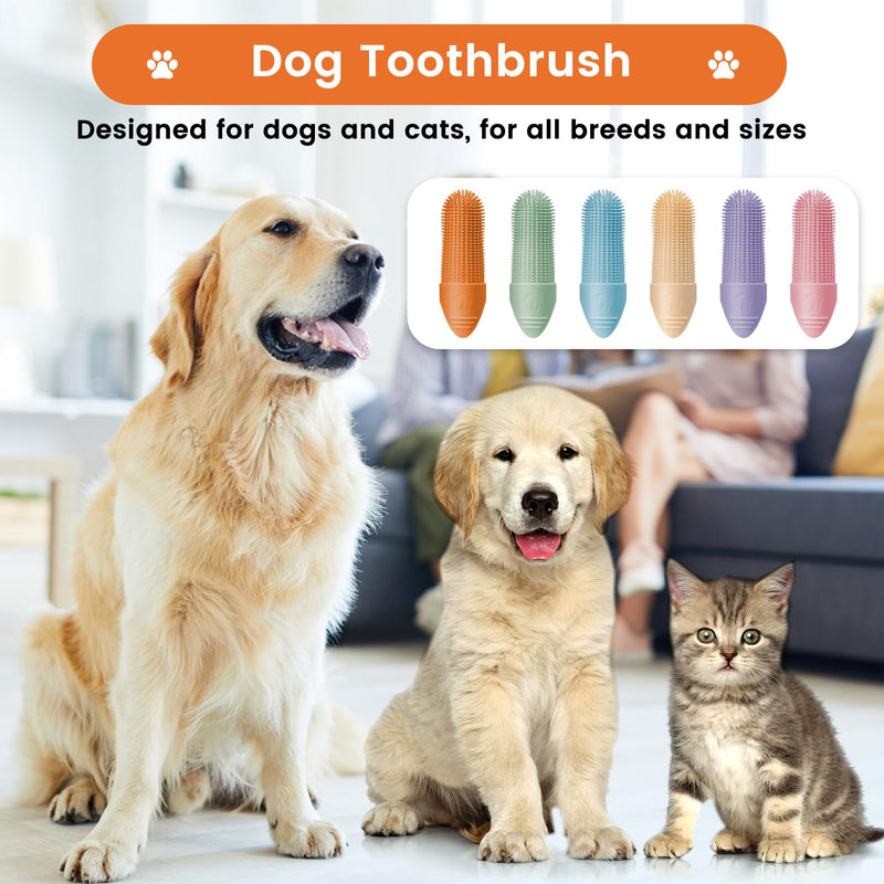 Dog Toothbrush, 6 Pack Dog Toothbrush Finger for Cats and Dogs, 360° Cleaning Dog Finger Toothbrush Small Breed with Individual Package, Soft and Durable Finger Toothbrush for Dogs - PawsPlanet Australia
