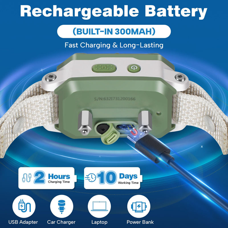 Dog Bark Collar for Large Medium Small Dogs, Rechargeable Smart Bark Collar, Anti Barking Training Collar with Adjustable Sensitivity Beep Vibration Shock - PawsPlanet Australia