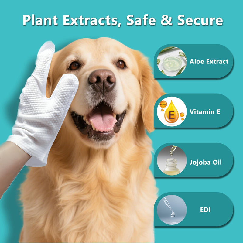 6PCS Unscented Extra Thick Pet Glove Wipes for Dogs & Cats, Dog Cat Washing Cleaning Gloves, Dog Grooming Bath Gloves for Daily Care and Traveling, Rinse Free 6 PCS - PawsPlanet Australia