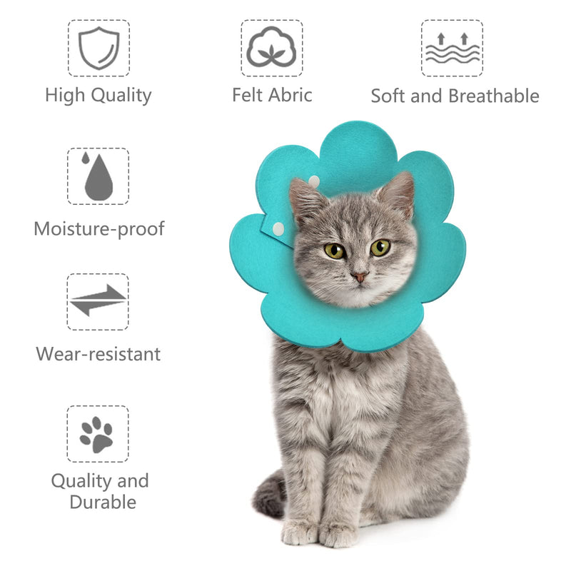 Cat Recovery Collar, 3 PCS Adjustable Flower Cat Cone Collar Soft Pet Cone Recovery Collar with Sun Flower Shape for Cats Kitten Puppies, Blue-Green, Olive Green and Gray Light Color - PawsPlanet Australia