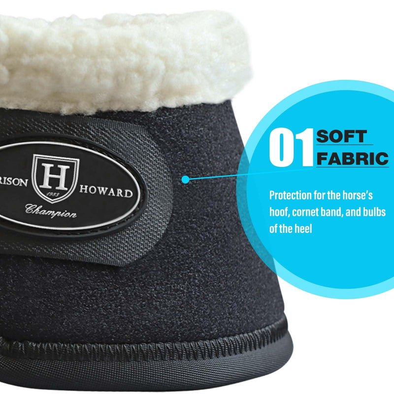 Harrison Howard Bell Boots for Horse Training Hoof Overreach Protection Fleece Lined Bell Boots Extra Full (X-Large) black - PawsPlanet Australia