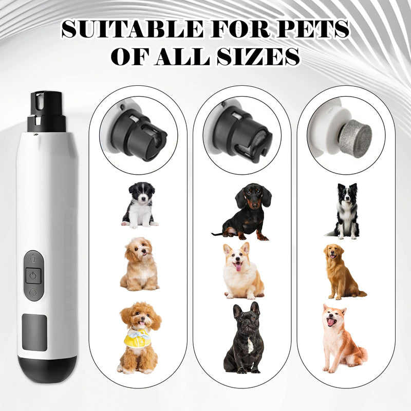 5 Speed Dog Nail Grinders, USB Charging Low Noise Pet Nail Grinder for Dogs Claw with Led Light Replaceable Grinding Head - PawsPlanet Australia