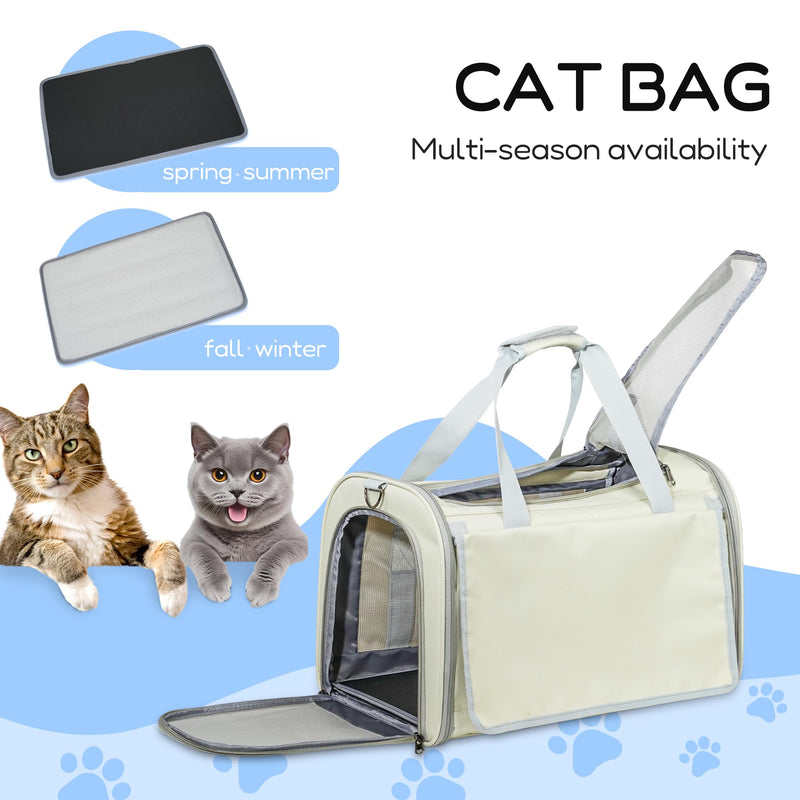 Pet Carrier for Large and Medium Cats，18x12x12 Inches Cat，Soft-Sided Pet Carrier for Big Medium Cats and Puppy,Indoor and Outdoor Uses Pet Privacy Protection Travel Carriers Off-white