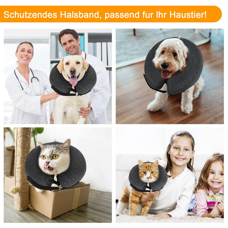 Inflatable Collar for Dogs and Cats, Protective Collar Dog with Adjustable Velcro Fastening, Dog Collar, Leak Protection for Recovery After Surgery or Wounds, Dog Leak Protection (L) large / 1