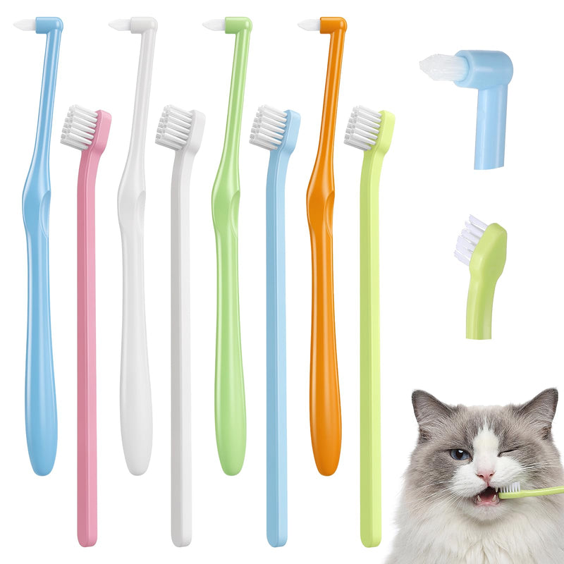 8 Pcs Small Dog Toothbrush Micro Head Cat Puppy Brushing Kit Pets Dental Care Cleaning Toothbrush Mini Portable Deep Soft Clean Teeth Bristles Multi Angle Round Pointed Tooth Brush for Kitten