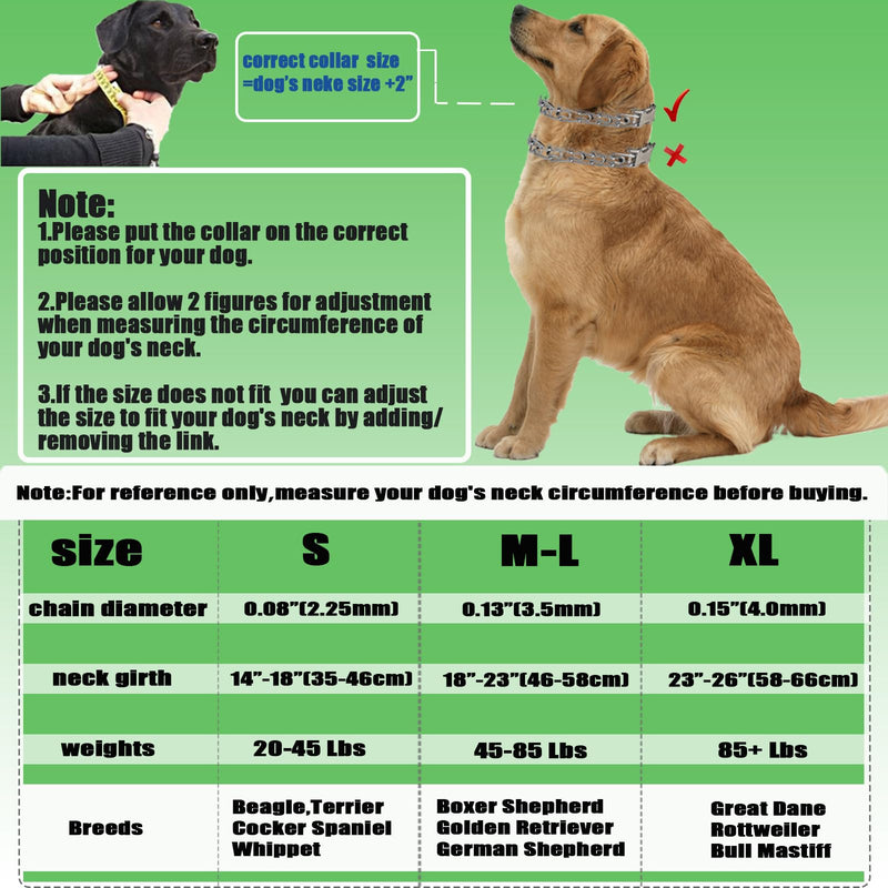 Prong Training Collar for Dogs, Adjustable Dog Pinch Collar with Quick Release Buckle, No Pull Collar for Small Medium Large Dogs, Two Extra Link and Twenty pc Caps (M/L (17-23" Neck, 3.2mm)) M/L (17-23" Neck, 3.2mm) - PawsPlanet Australia