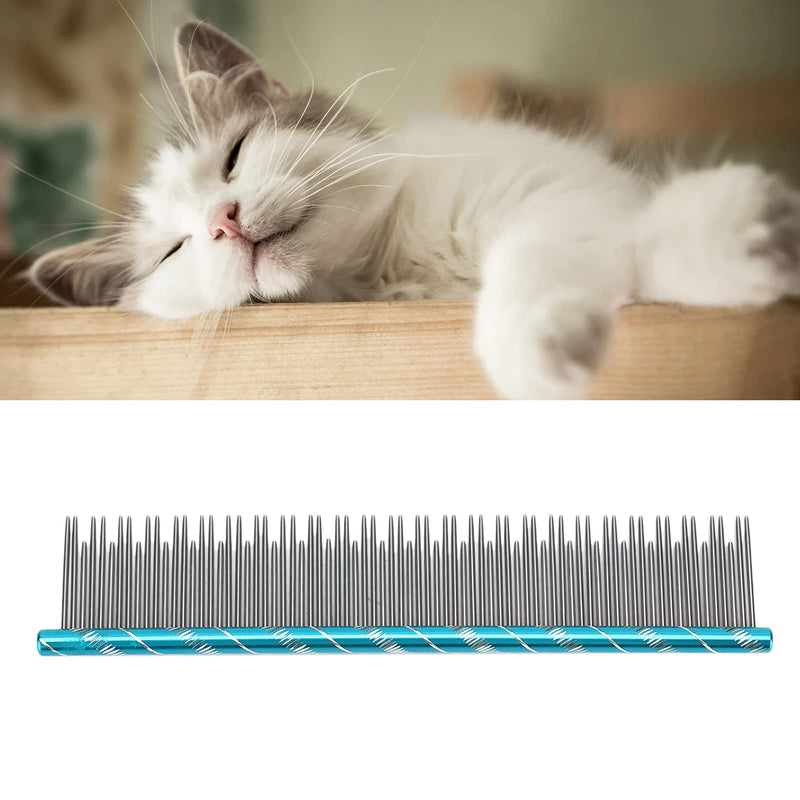 Zerodis Pet Hair Removal Comb, Reusable Stainless Steel, Blue, Cat Grooming, Thick Hair, 16 x 3.3cm/6.3 x 1.3in