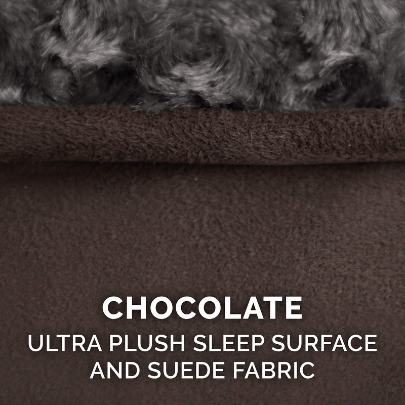 Furhaven Memory Foam Dog Bed for Medium/Small Dogs w/ Removable Washable Cover, For Dogs Up to 23 lbs - Ultra Plush Faux Fur & Suede Luxe Lounger Contour Mattress - Chocolate, Medium - PawsPlanet Australia