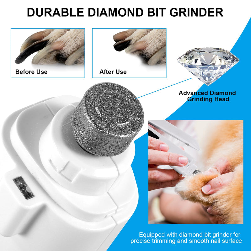 SZMDLX Cat & Dog Nail Trimmers, Electric Rechargeable Dog Nail Clippers & Dog Nail Grinder with 2 LED Light Paws Grooming Kit, Dog Nail File Quiet Pet Nail Clippers & Grinder Trimmer for Dogs and Cats - PawsPlanet Australia
