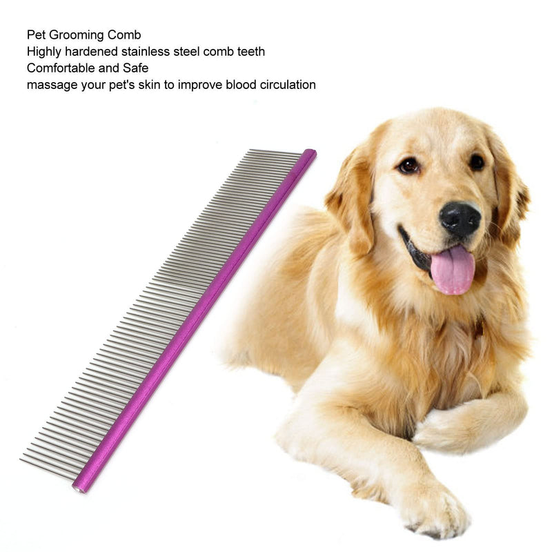 Greyhound Comb For Dogs, Metal Dog Comb Dog Combs with Rounded Ends Dog Comb Cat Comb For Removing and Knots Grooming Tool For Long Short Haired Dog (Purple 19cm/7.5in) Purple 19cm/7.5in - PawsPlanet Australia
