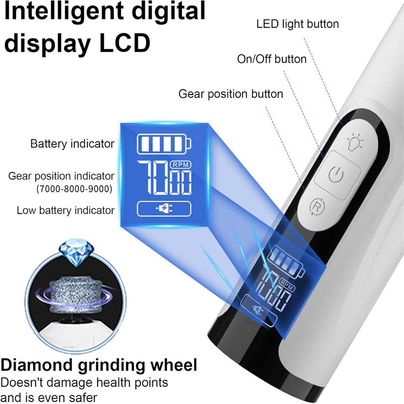 Silent Groom Pro Nail Grinder, 2025 New Nail Grinder for Dogs and Cats with LED Light & 3 Speeds, 2000mAh USB Rechargeable Dog Nail Trimmer for Thick Nails (1pc+2 Heads) - PawsPlanet Australia