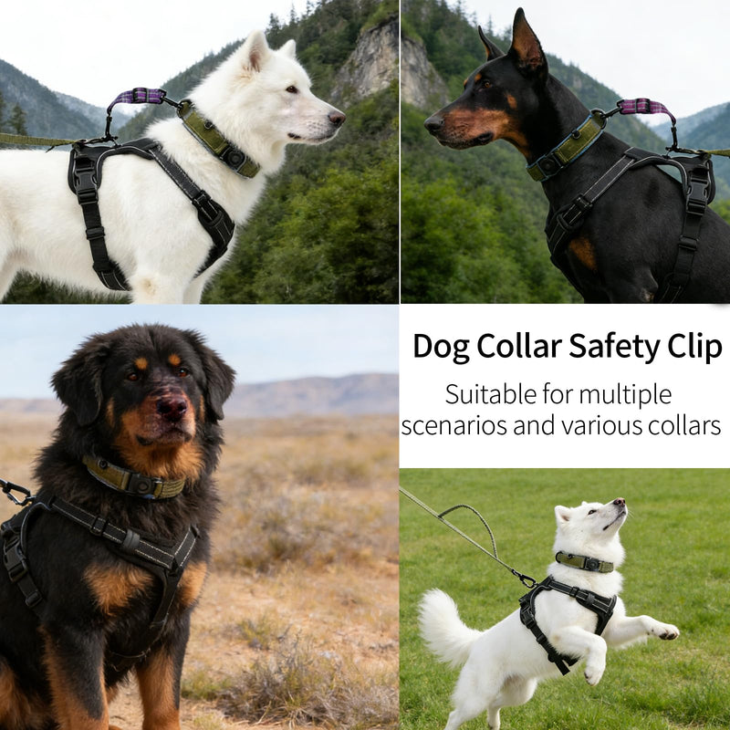 Prong Collar Safety Clip - Double Ended Dog Collar Safety Clip, Adjustable Backup Clip for Dog Harness Connectors, Heavy-Duty Dog Safety Clip & Dog Leash Clip for Walking, Running, Hiking - Purple
