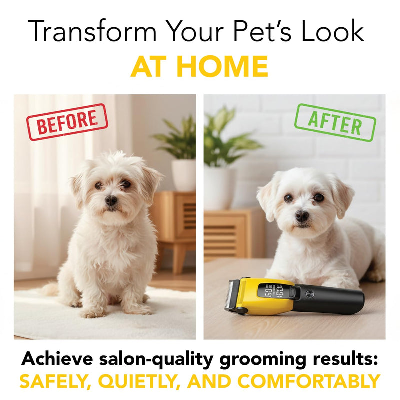 HamInWay Cordless Dog Clippers – Quiet Rechargeable Pet Grooming Clippers for Dogs & Cats – Low Noise Hair Trimmer with Stainless Steel Blade – USB Charging – Professional at-Home Grooming