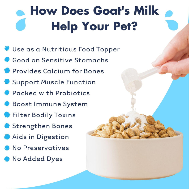 iHeartDogs Goat’s Milk for Dogs & Cats - 3-in-1 Food Topper Powder, Liquid Milk or Dog Ice Cream - Powdered Goat Milk with Probiotics