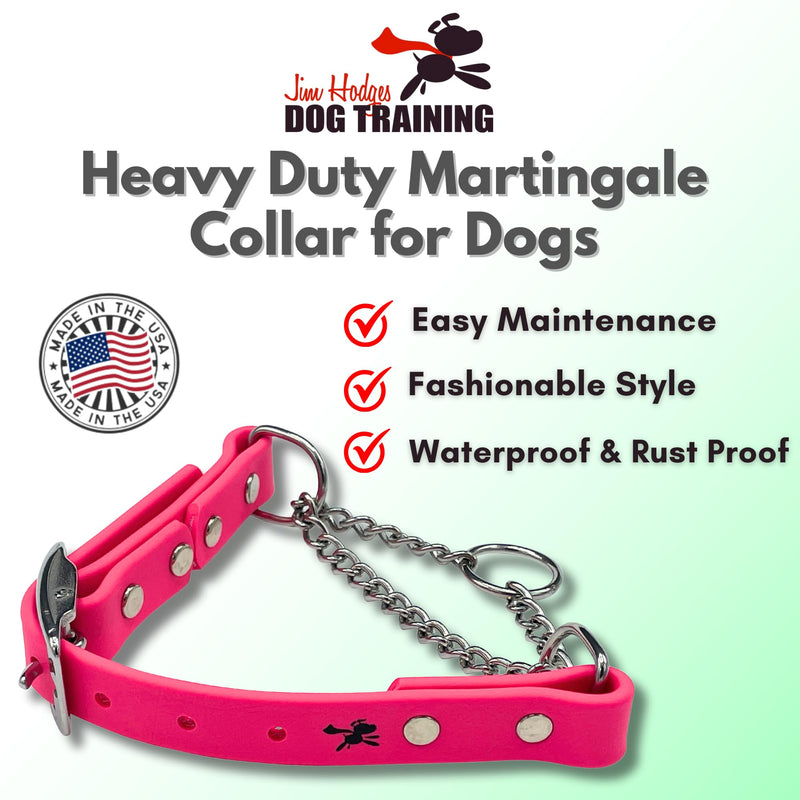 Martingale Collar for Dogs, Biothane, Stainless Steel Hardware, No Pull, Made in The USA, Professional Grade, Medium, Pink - PawsPlanet Australia