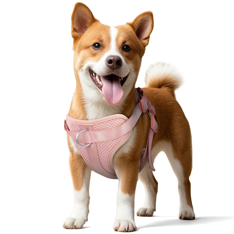 Wisedog Mesh Breathable Dog Harness: No Pull Harness with 3 Fast-Release Buckles Adjustable for Walking & Training for Small Medium Large Dogs (Pink, M: Neck=17"-22"/Chest=15"-28") Pink M: Neck=17"-22"/Chest=15"-28" - PawsPlanet Australia