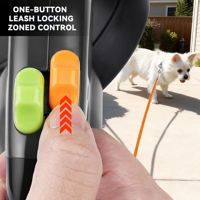 Retractable Double Dog Leash, Automatic Leash 1 Tow 2 with Flashlight and Bag Dispenser