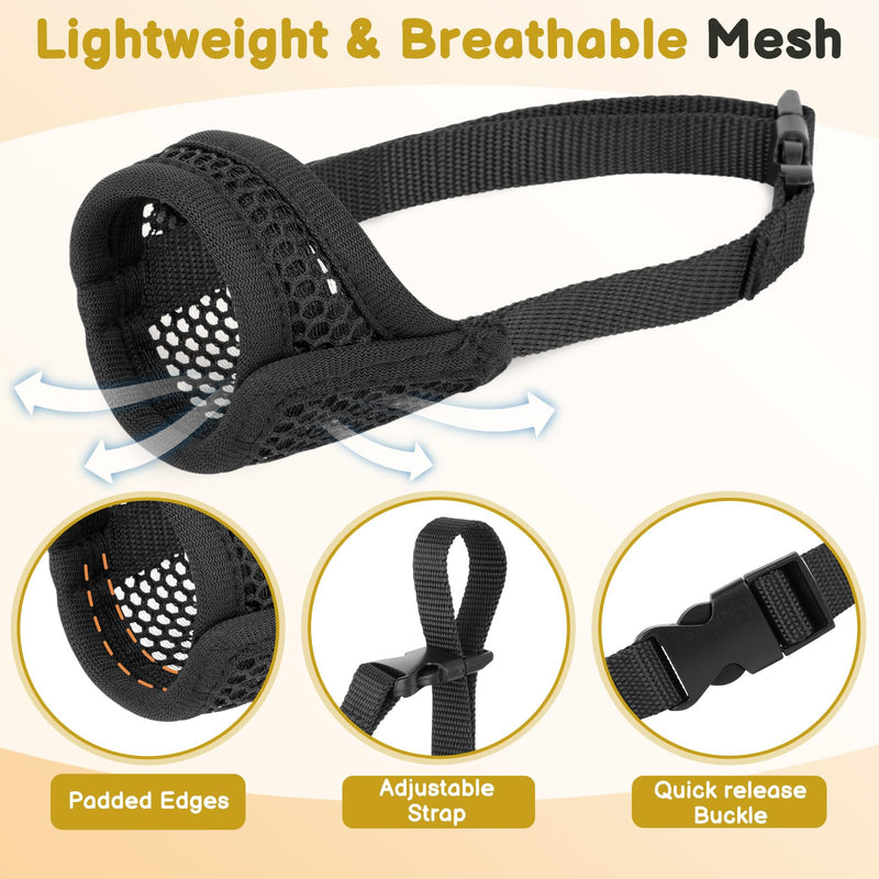 Mayerzon Mesh Muzzle for Small Medium Large Dogs Anti-Biting, Opening Front Muzzle for Mini Poodle Corgi, Focus on Short Snout Dogs, Breathable Fabric, Allow Panting, for Grooming Vet Visits Black L [Snout Cir: 7.5-8.25"] - PawsPlanet Australia