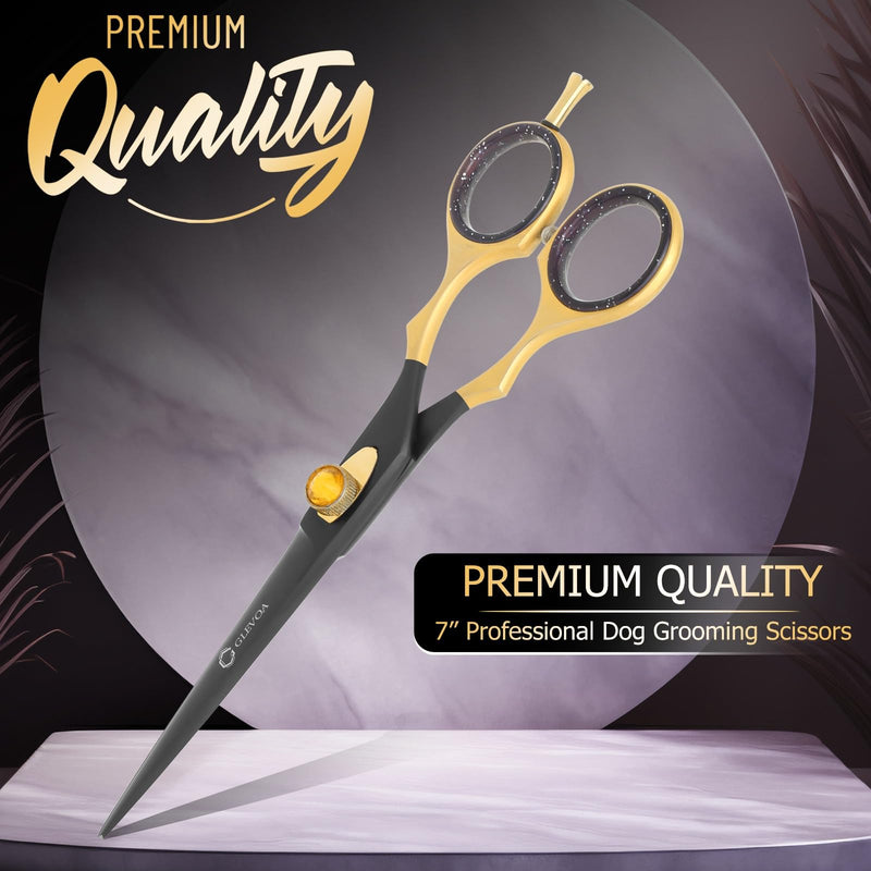 Dog Grooming Scissor-7”Straight Dog Shears for Grooming,Stainless Steel Ergonomic Dog Scissor for Grooming, Sharp Blades Designed for Professional Pet Groomers or Family DIY Use with Adjustable Screw Straight Scissor - PawsPlanet Australia