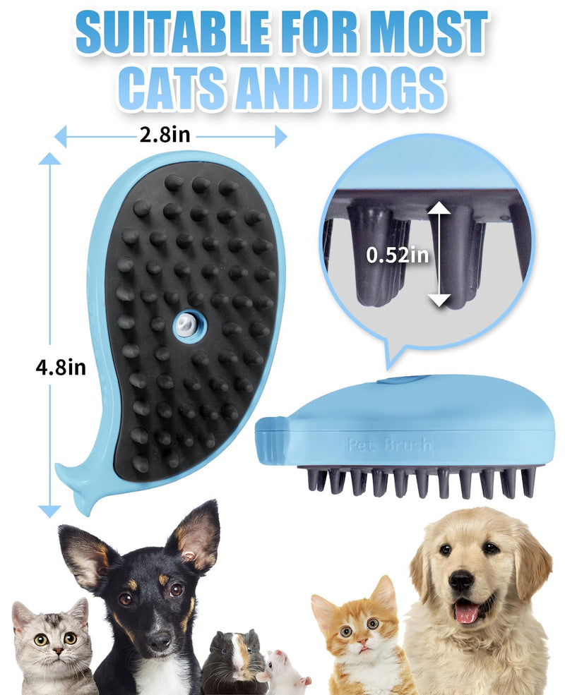 Cat Steam Brush for Shedding - 3 in 1 Steamy Cat Brushes for Grooming and Massage - Whales Shaped Cats Brush with Steam for Dogs, Removing Tangled and Loose Hair (Blue) Blue - PawsPlanet Australia
