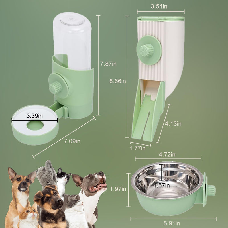 Rabbit Automatic Food Feeder with 30oz Bowl and 500ml Water Dispenser Bunny Gravity Feeding Station Waterer Set Hanging Self-Dispensing Feeder for for Cages,Ferret,Guinea Pigs Chinchillas Hedgehog GREY - PawsPlanet Australia